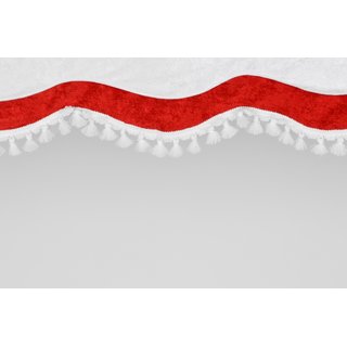 Frontscheibenborde Sonderform Rot/Weiß aus Pannesamt