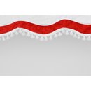 Frontscheibenborde Sonderform Rot/Weiß aus Pannesamt